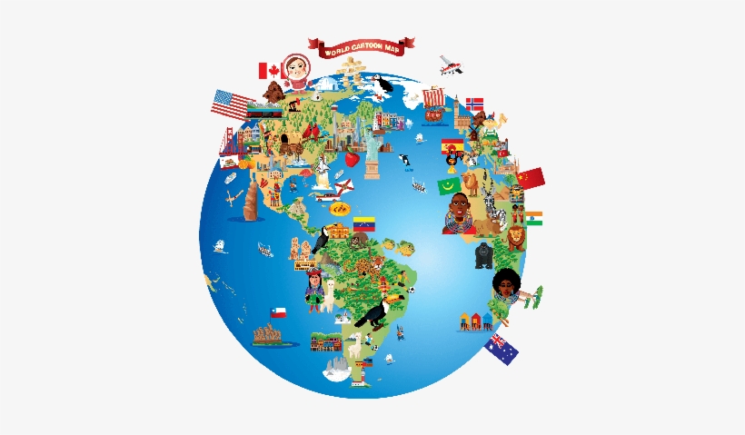 Cartoon Map Of World Clipart.