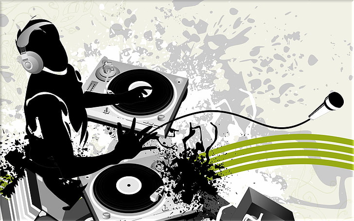 HD wallpaper: DJ clipart, music, selective coloring.