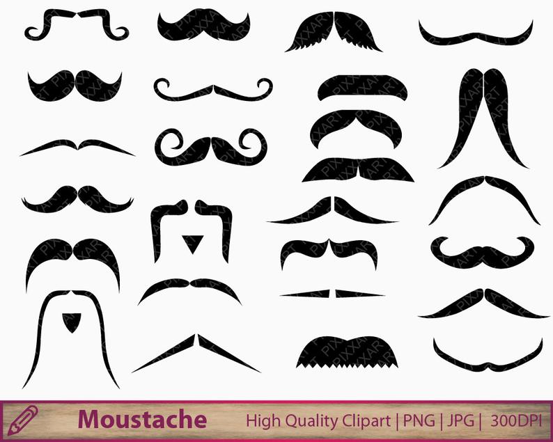 Moustache clipart, mustache clip art, movember graphics, scrapbooking,  commercial use, digital instant download, png jpg 300dpi.