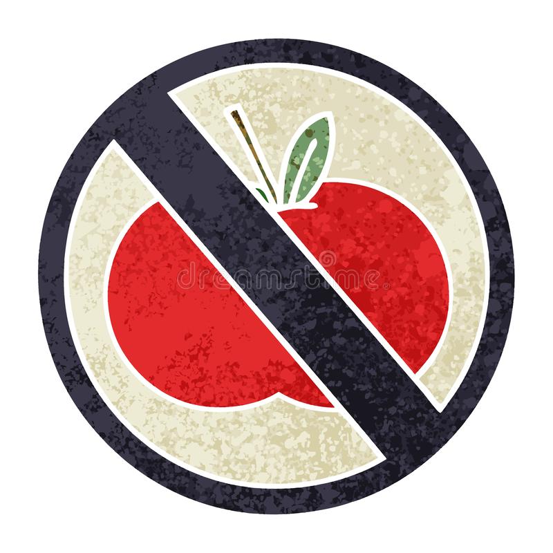 Cartoon No Food Allowed Symbol Banned Sign Cute Illustration.