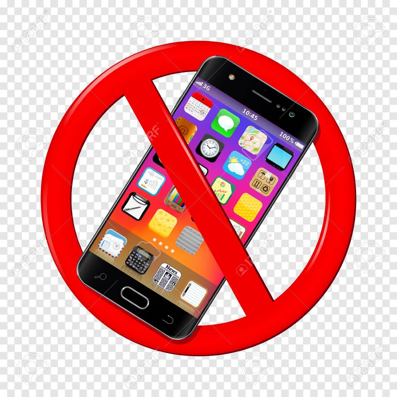 No cell phone sign isolated on transparent illustration..