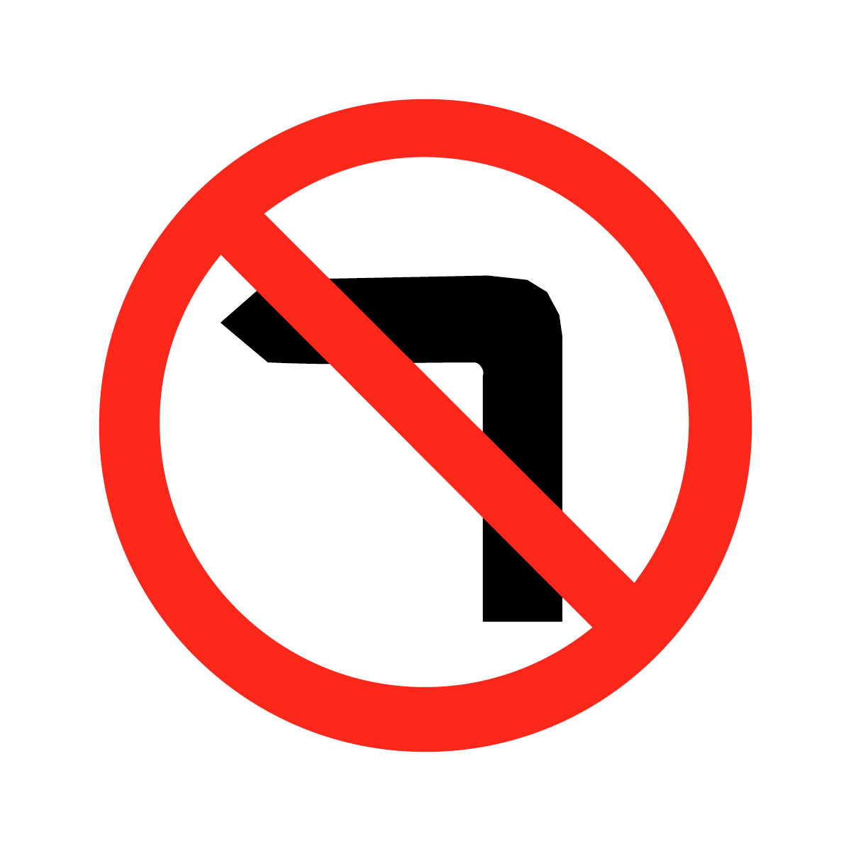 No Left Turn Safety Sign.