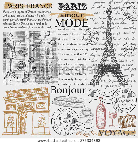 Paris Eiffel Tower Hand Drawing Set Stock Vector 249596269.