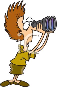 Royalty Free Clipart Image: Nosy neighbor looking through binoculars.