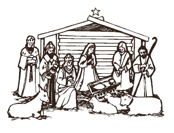 Christmas Scene Black And White Clipart#1872525.