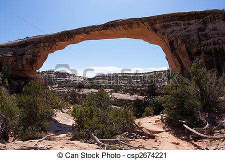 Stock Photography of Owachomo Bridge is a Natural Rock Bridge.