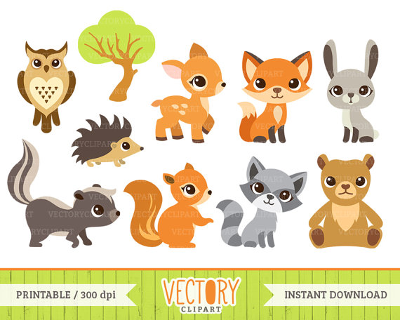 10 Woodland Animal Clipart Forest Animals Animal by VectoryClipart.