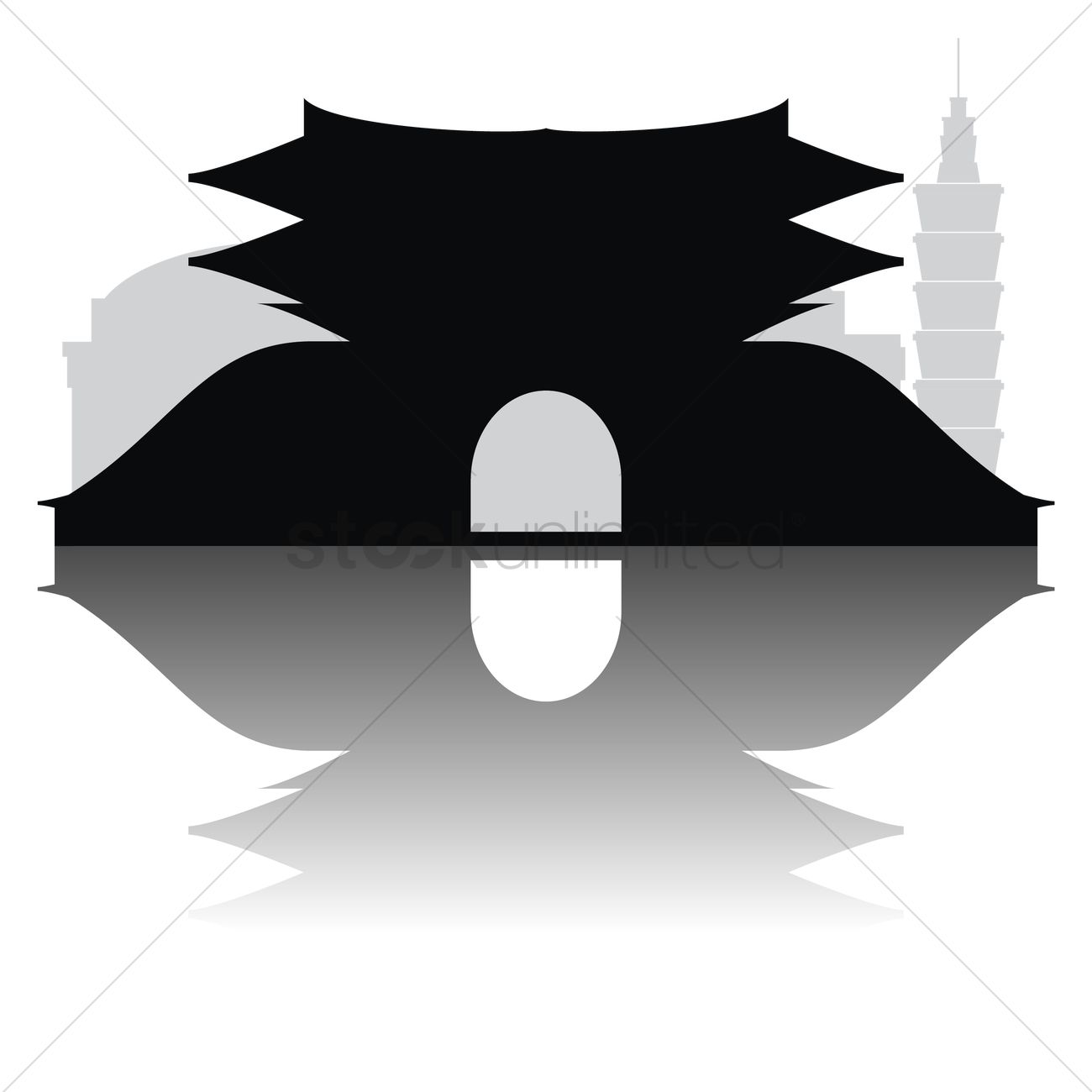 Namdaemun gate silhouette Vector Image.