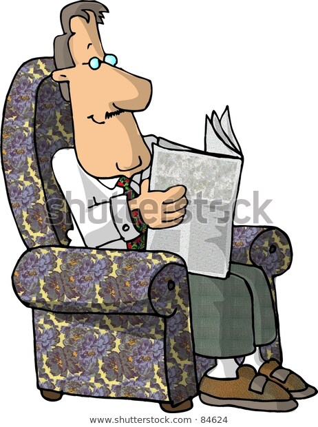 Clipart Illustration Man Reading Newspaper Stock.