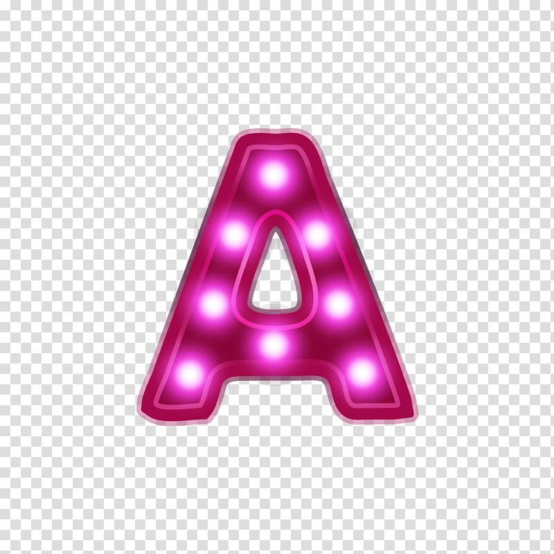 Pink letter A with LED light illustration, Typeface Neon.