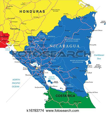 Clipart of Nicaragua map k16783774.