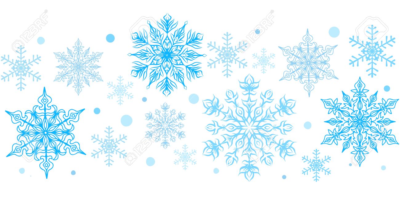 Copos de nieve elemento decorativo. Frontera inconsútil horizontal. Clipart.