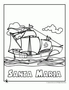 Nina, Pinta, and Santa Maria coloring sheet. Columbus coloring.