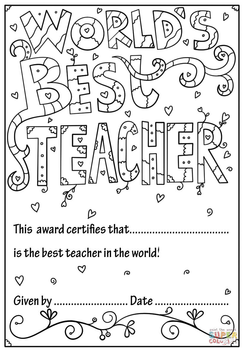 Number 1 Teacher Coloring Pages.