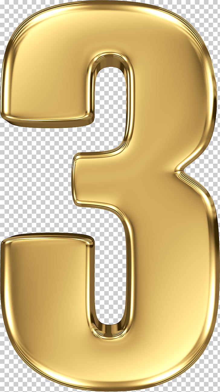 Logo numero 3, numero dorado 3 PNG Clipart.