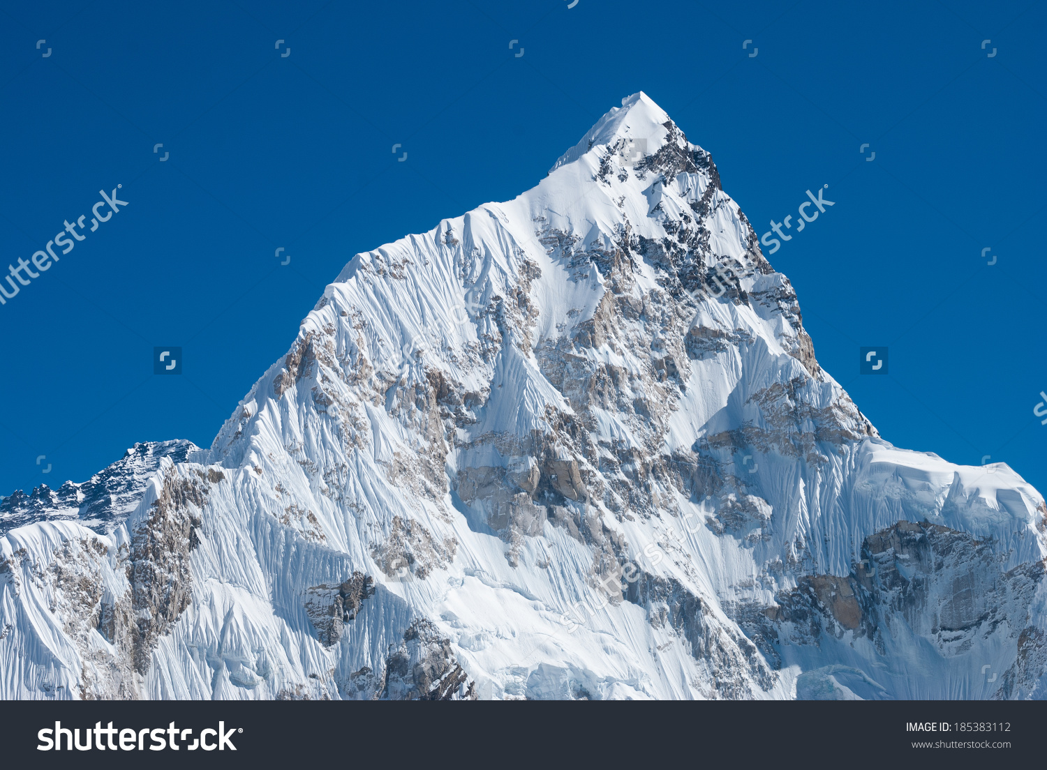 Nuptse 7861m Mountain Khumbu Region Mahalangur Stock Photo.