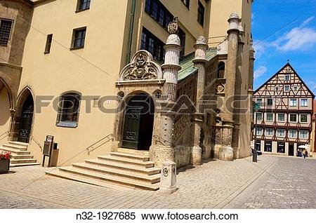 Stock Image of Nordlingen, Market square, Town Hall, Romantic Road.