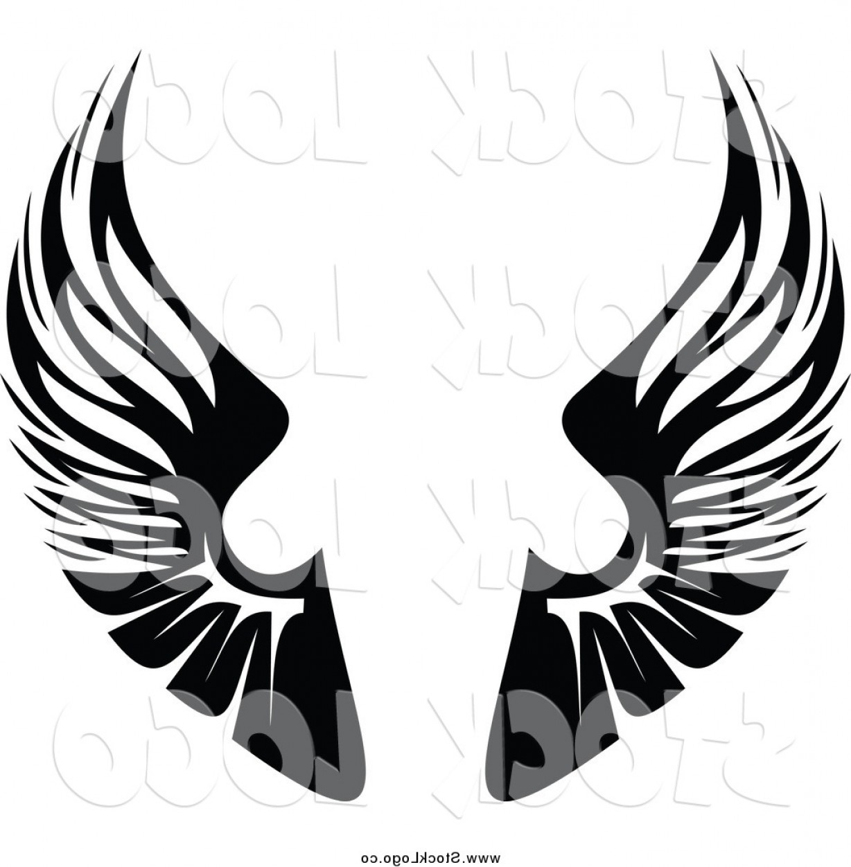 Vector Clipart Of A Black And White Pair Of Wings Logo By.