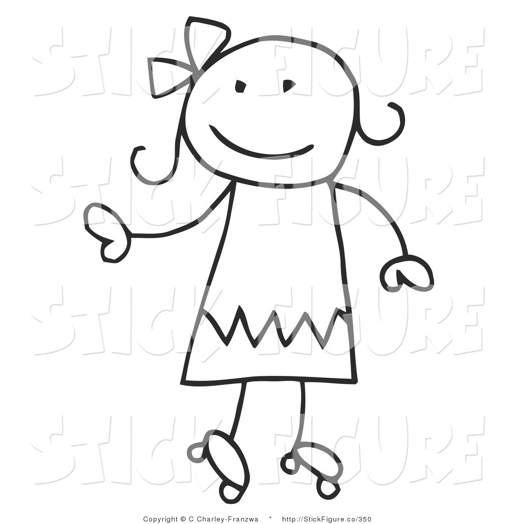 Small stick figure walking to school clipart.