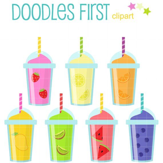 Fruit Smoothies Digital Clip Art for Scrapbooking Card.