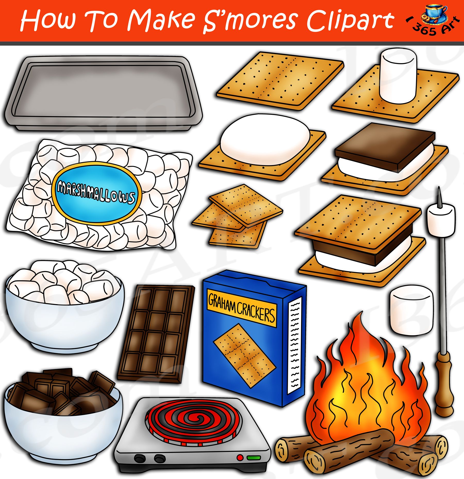 How To Make S\'mores Clipart Set Download.