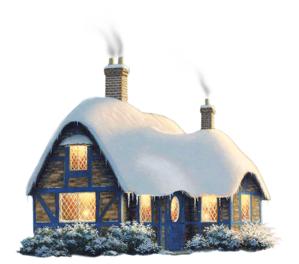 Transparent Snowy Winter House PNG Clipart.