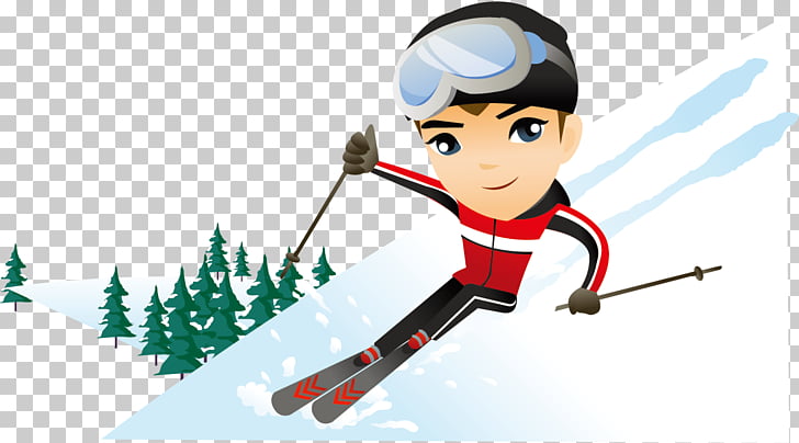 Skiing Cartoon Snow Illustration, Snow snow ski winter.