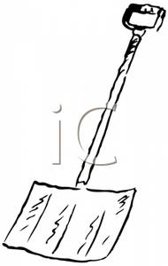 Black and White Snow Shovel Clipart Picture.