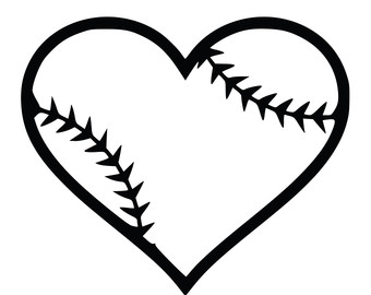 Softball Heart Clipart Black And White.