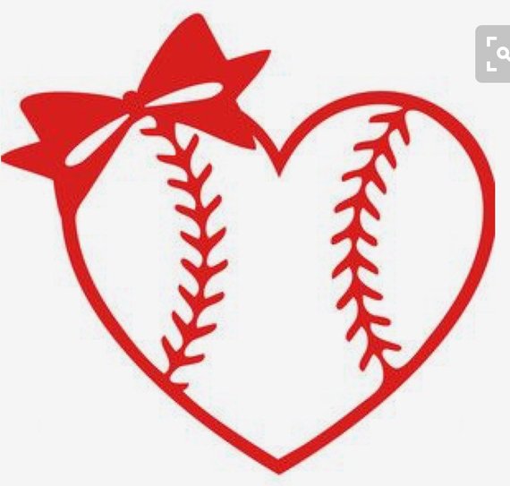 Baseball/ Softball Heart with bow Yeti Decal.