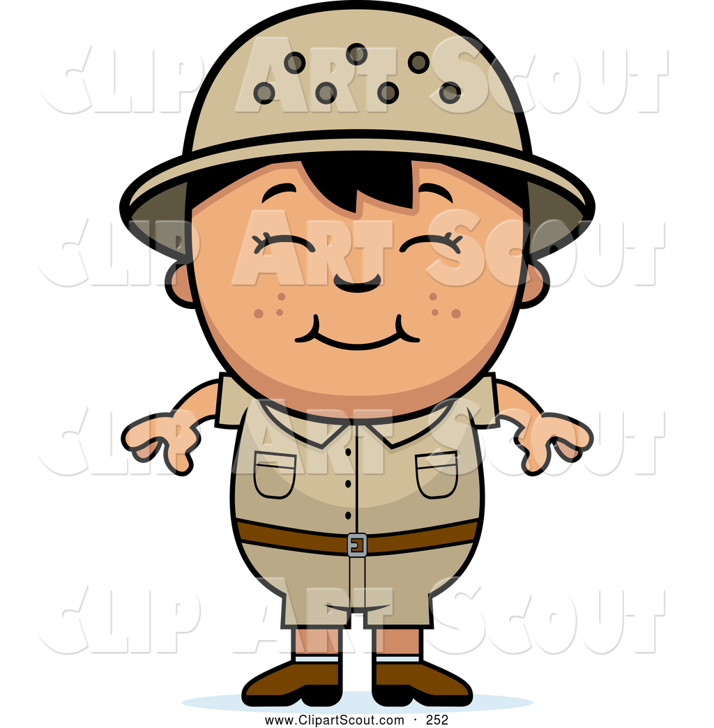 Clipart of a Cute and Happy Asian Safari Boy by Cory Thoman.