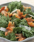 Stock Photography of Salad Of Ark Shell And Garland Chrysanthemum.