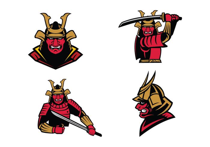 Samurai Warrior Mascot Vector.