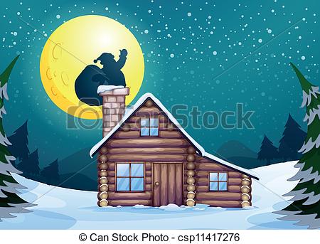 Santa Claus Cabin Clipart.