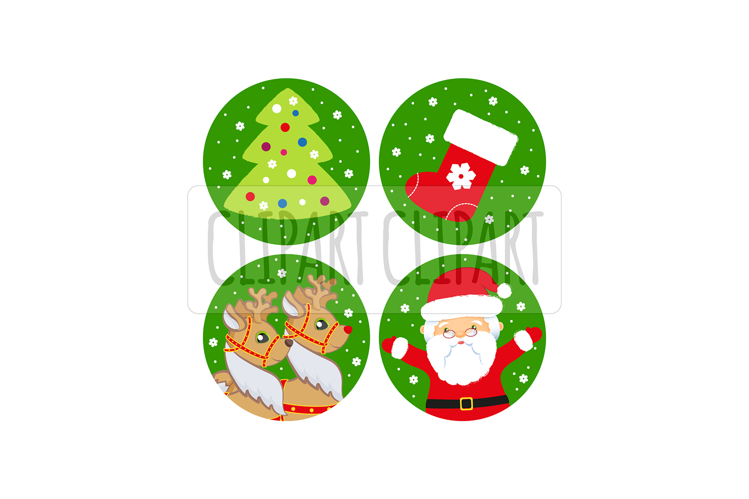 Santa Claus and deer. Xmas clipart png.