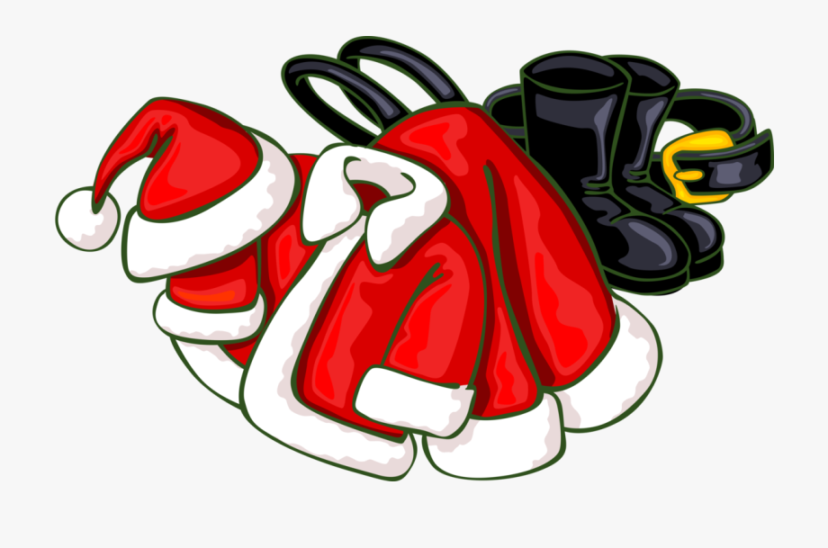 Vector Illustration Of Santa Claus Suits, Boots, And.