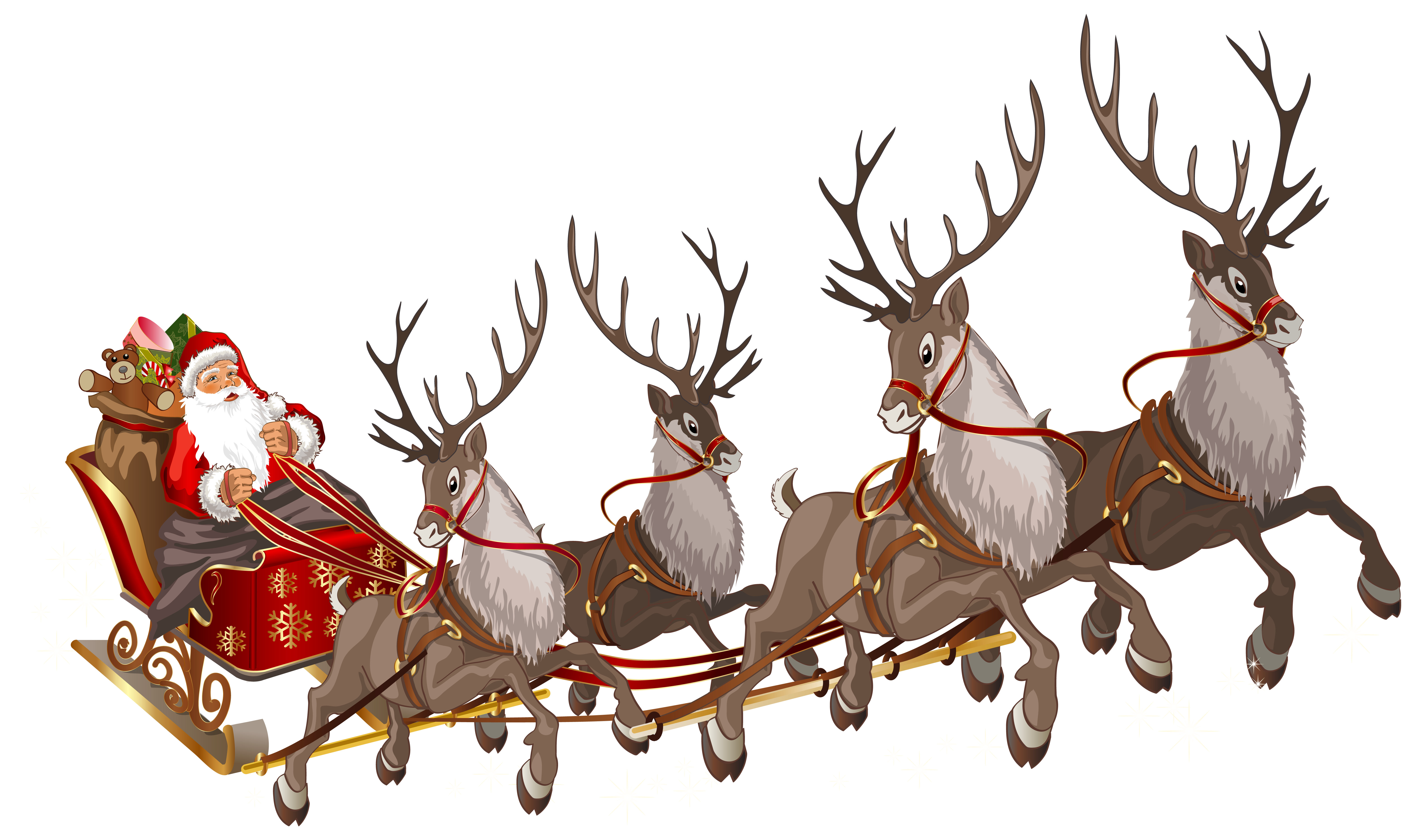 Santa Claus with Sleigh PNG Clipart Image.