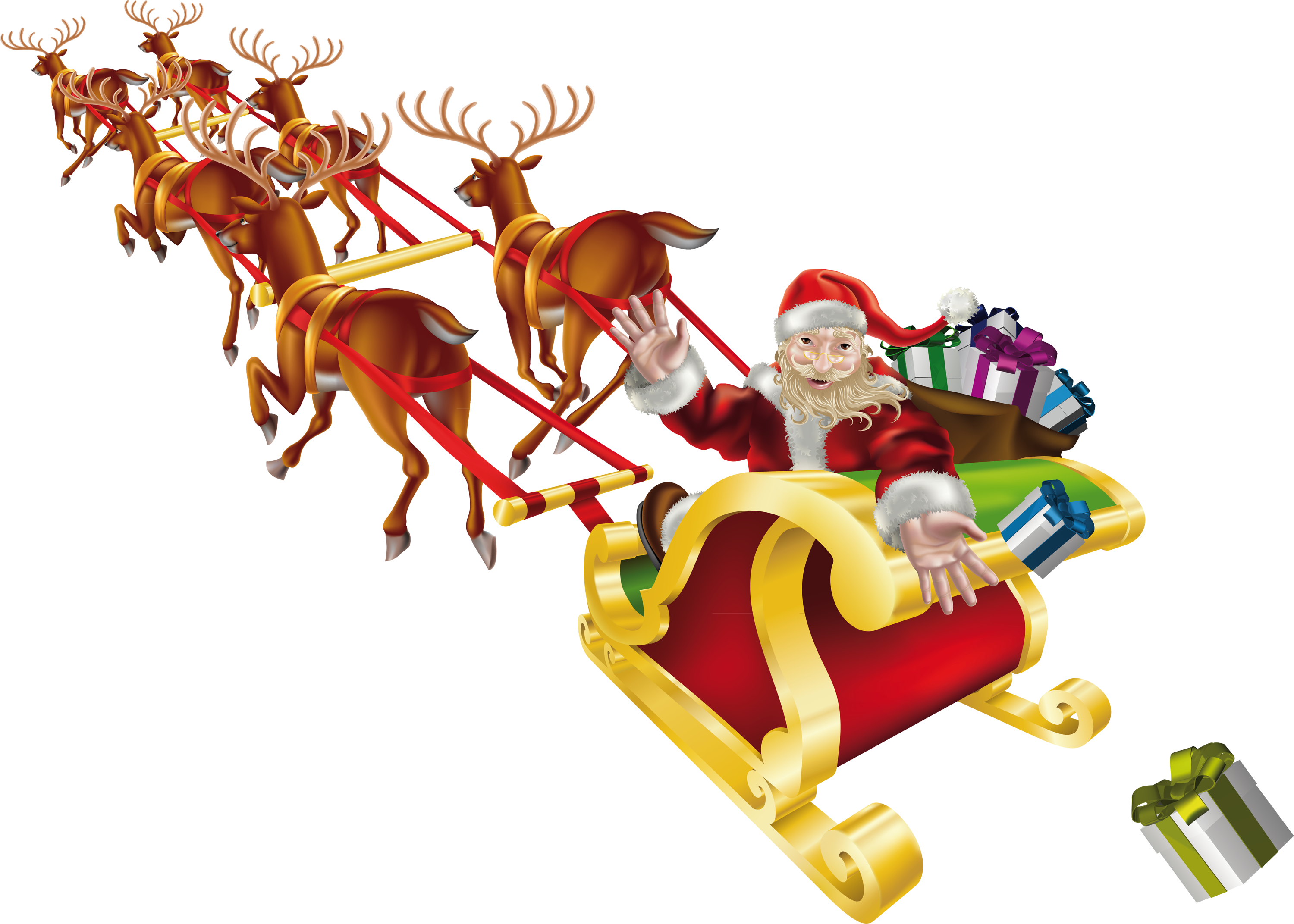 Santa sleigh PNG images free download.