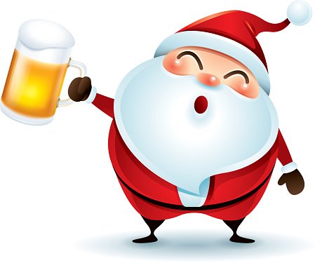 Santa Claus with beer Clipart Image.