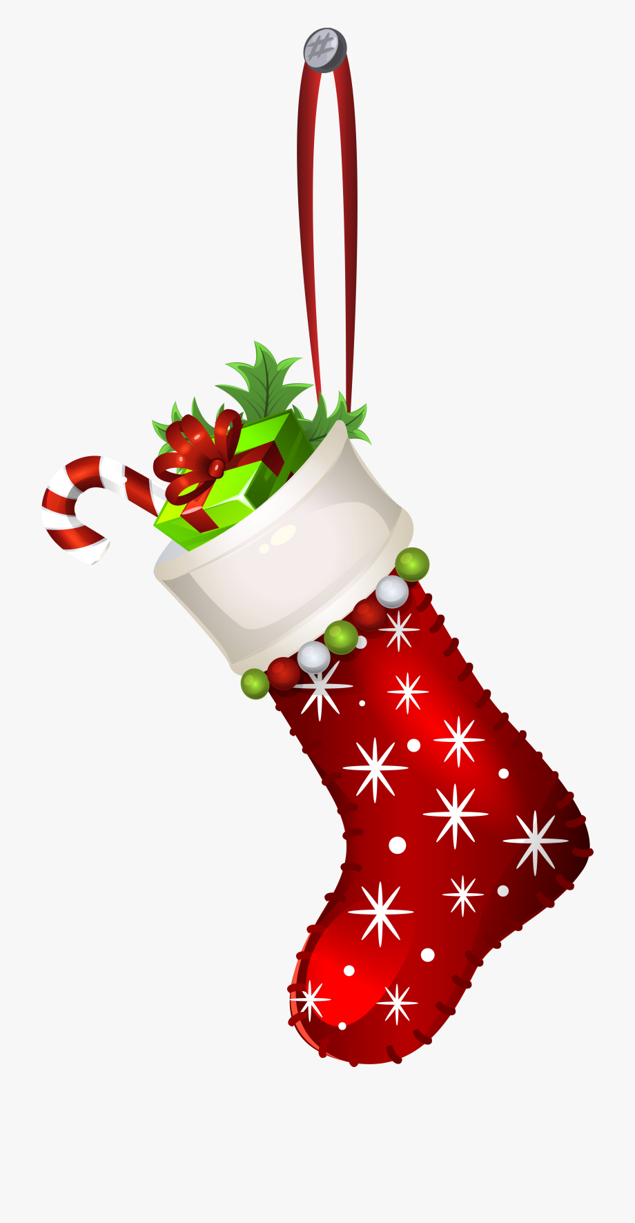 Red Christmas Stocking Transparent Png Clip Art Image.