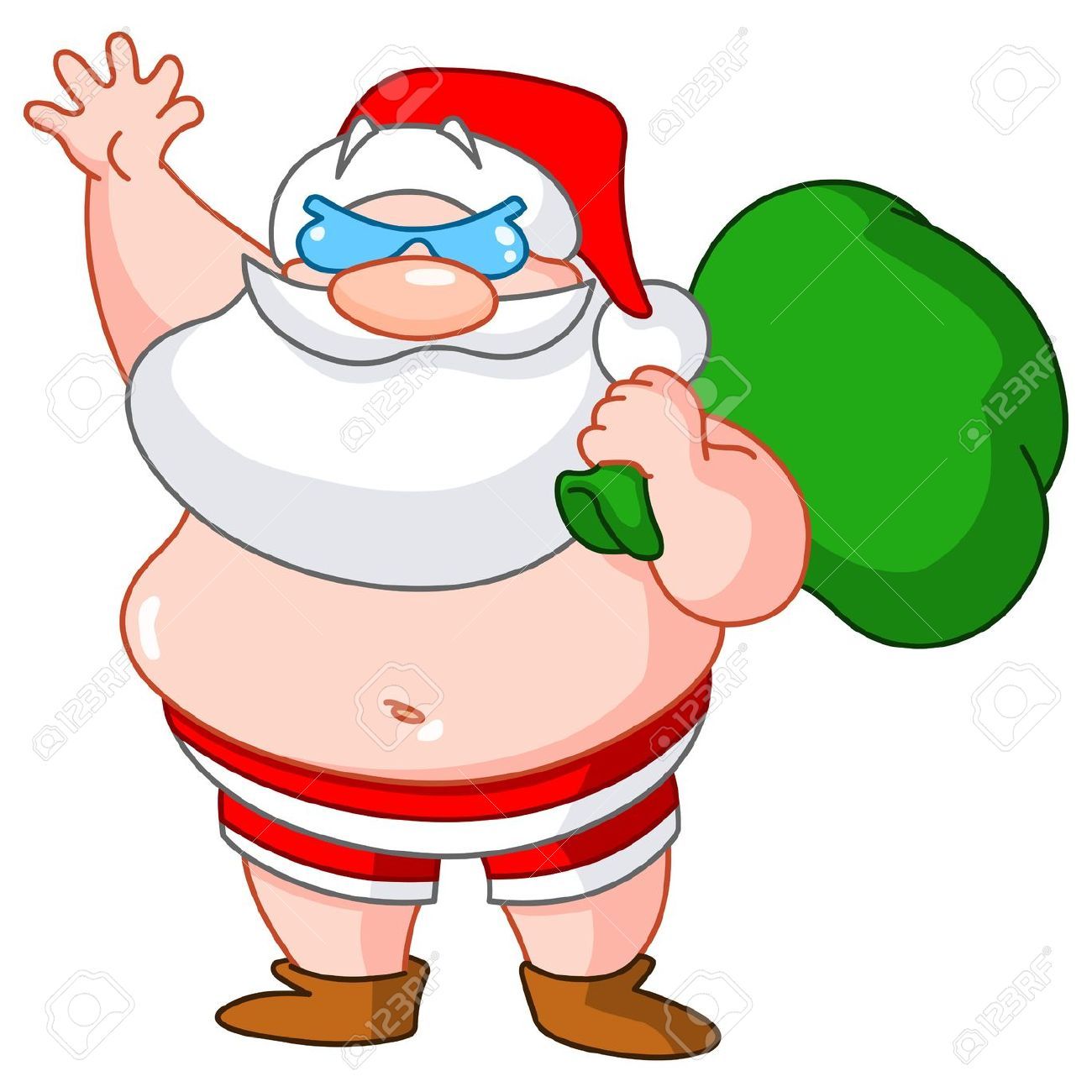 Image result for santa in a bathing suit clipart.