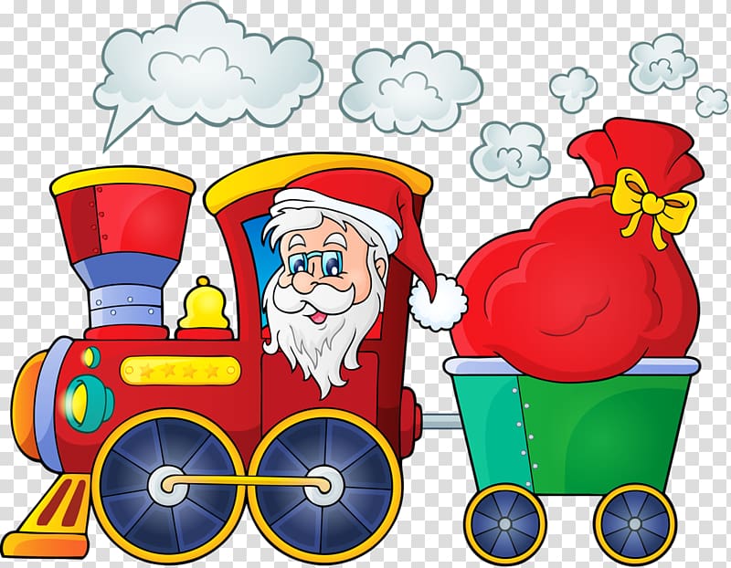 Train Santa Claus Christmas Illustration, Santa Claus.