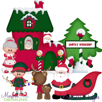 Santa\'s Workshop TWO SVG Cutting Files + Clipart.