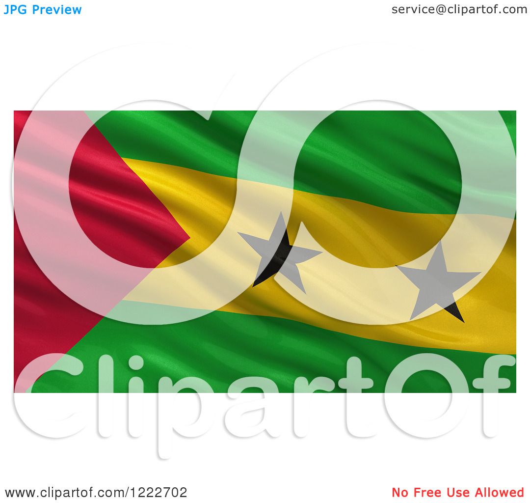 Clipart of a 3d Waving Flag of Sao Tome and Principe with Rippled.