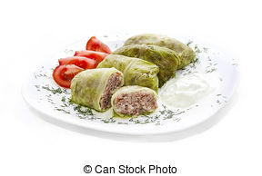 Stock Photography of Stuffed cabbage leaves.