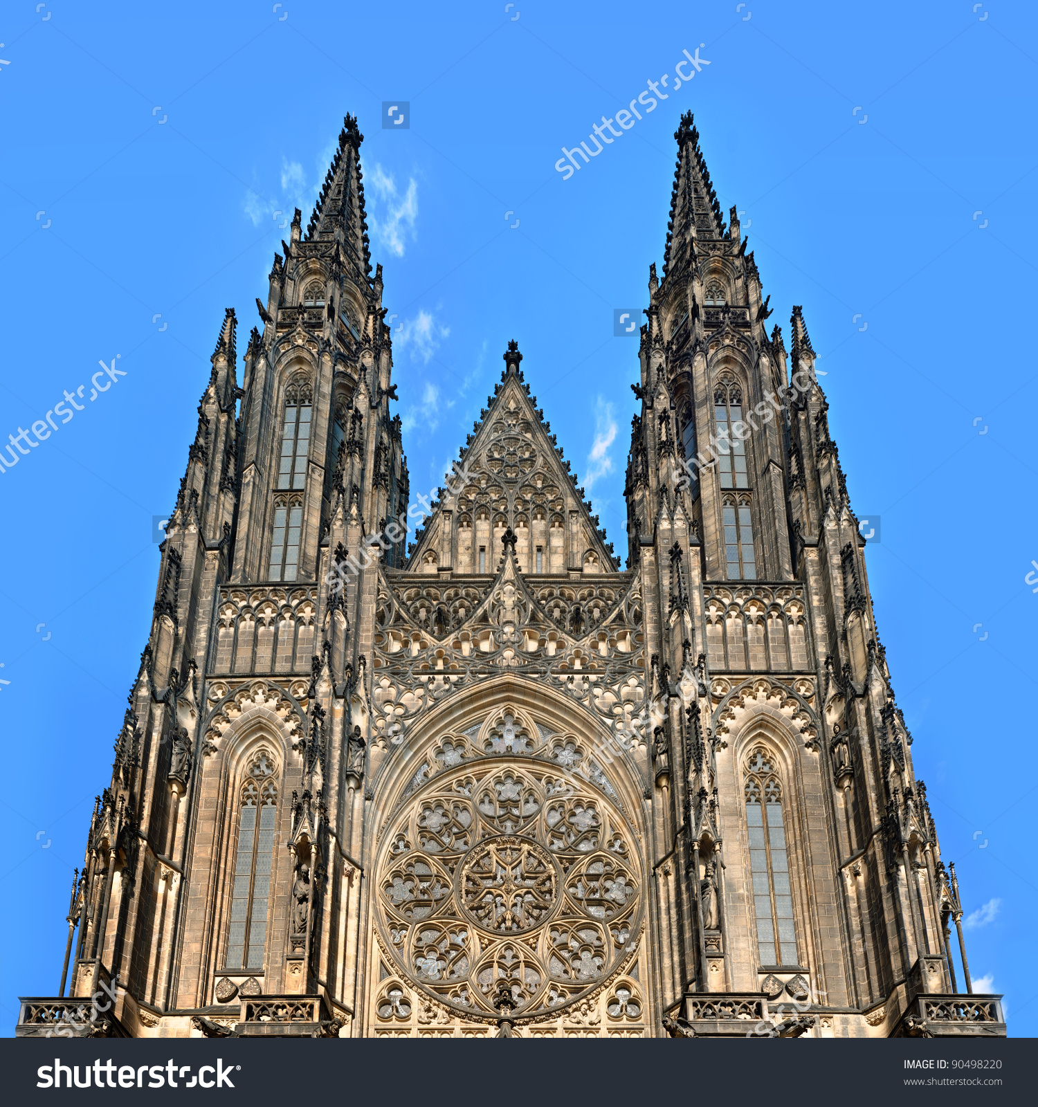 Perspective View St Vitus Cathedral Facade Stock Photo 90498220.