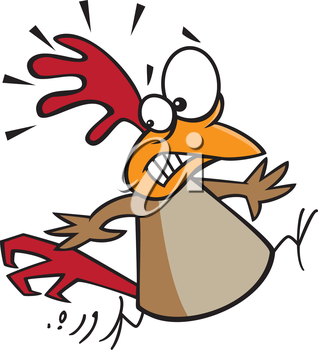 Royalty Free Clipart Image of a Scared Chicken #692458.