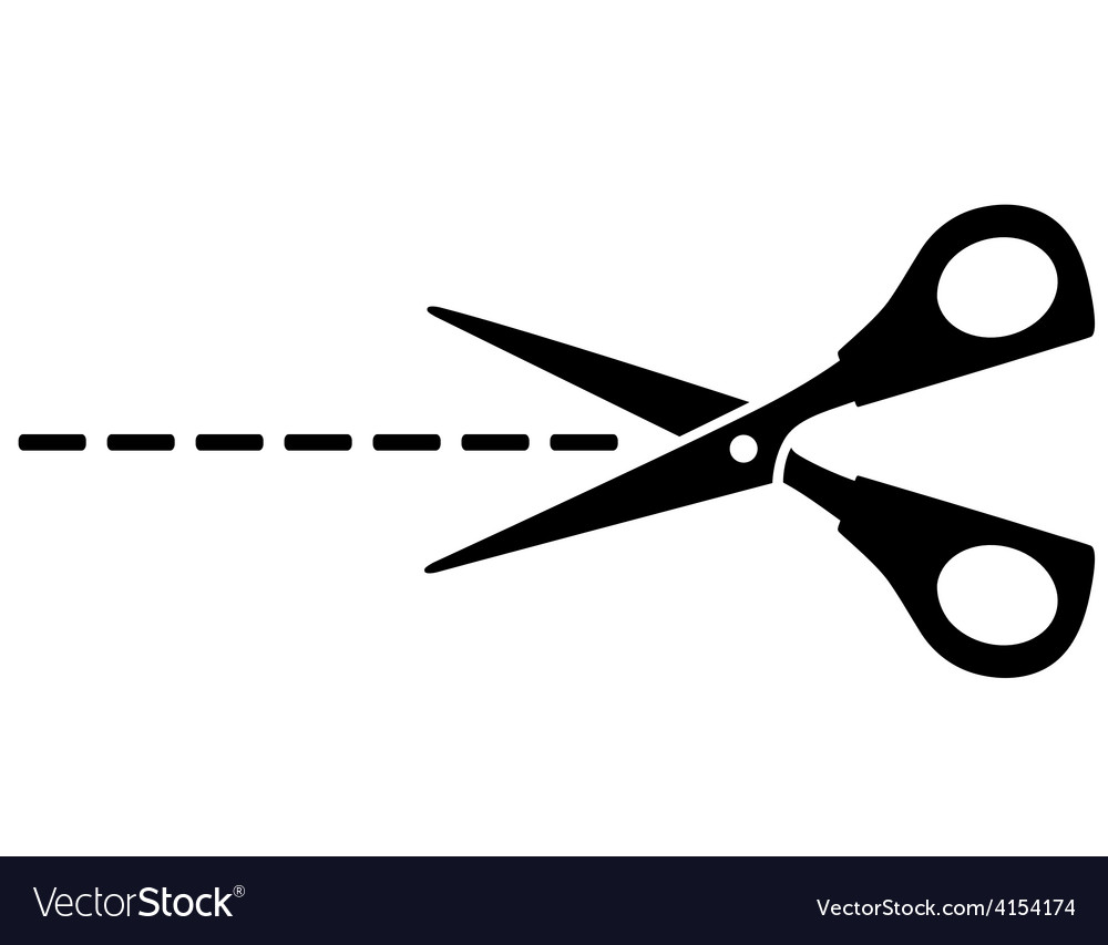 Scissors silhouette and cut line.