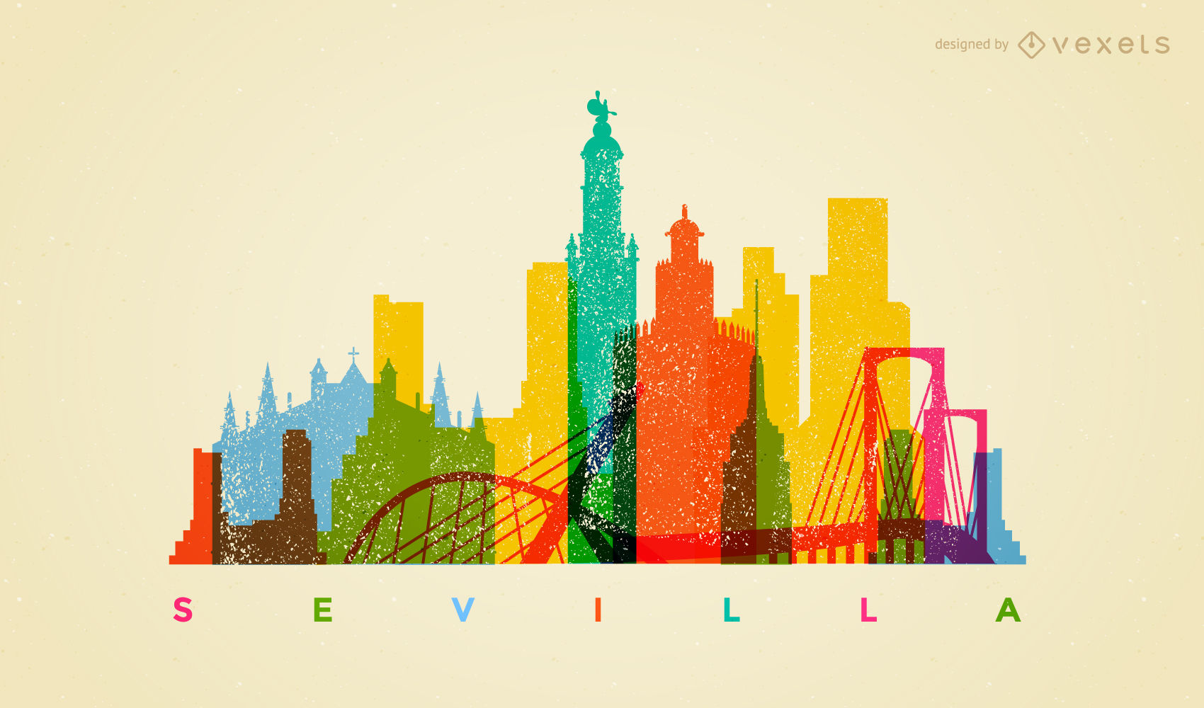 Colorful Sevilla skyline.