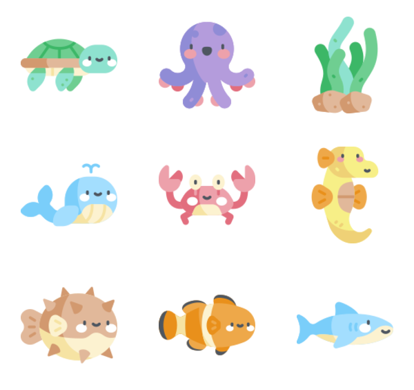 80 sea animals icon packs.